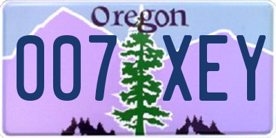 OR license plate 007XEY