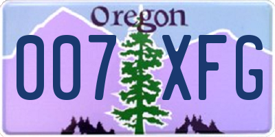 OR license plate 007XFG