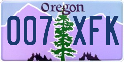 OR license plate 007XFK