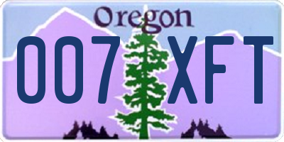 OR license plate 007XFT