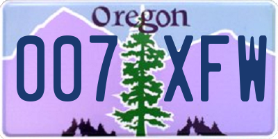 OR license plate 007XFW
