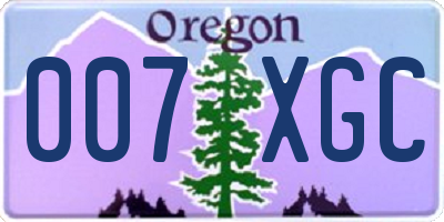 OR license plate 007XGC