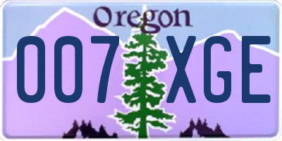 OR license plate 007XGE