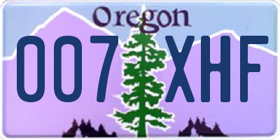 OR license plate 007XHF