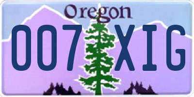 OR license plate 007XIG