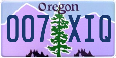 OR license plate 007XIQ