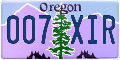 OR license plate 007XIR