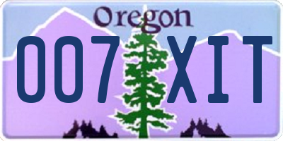 OR license plate 007XIT
