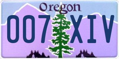 OR license plate 007XIV