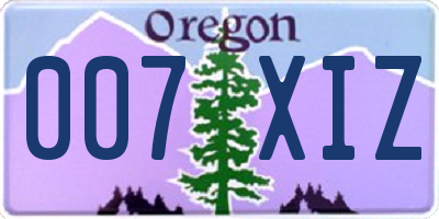 OR license plate 007XIZ