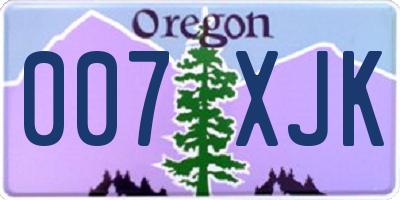 OR license plate 007XJK