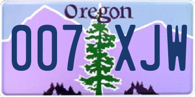 OR license plate 007XJW