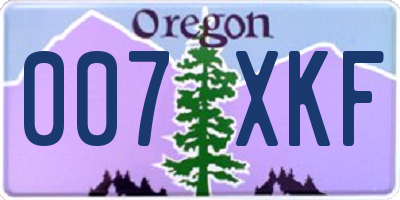 OR license plate 007XKF