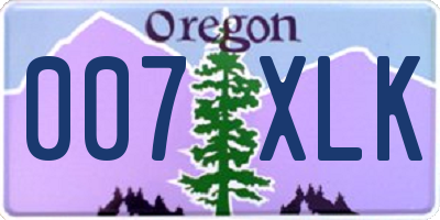 OR license plate 007XLK