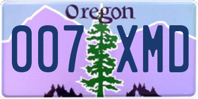 OR license plate 007XMD