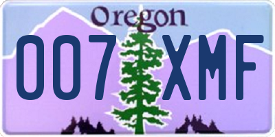 OR license plate 007XMF