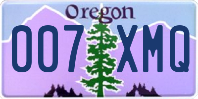 OR license plate 007XMQ