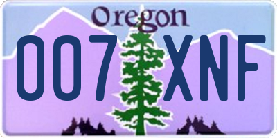 OR license plate 007XNF