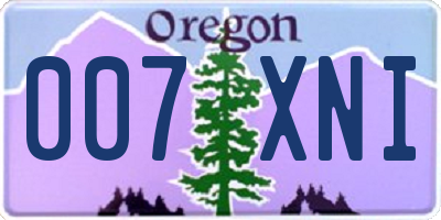 OR license plate 007XNI