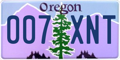 OR license plate 007XNT