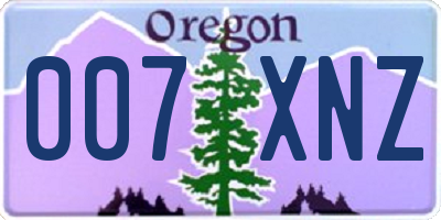OR license plate 007XNZ