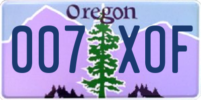 OR license plate 007XOF