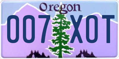 OR license plate 007XOT