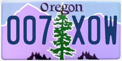 OR license plate 007XOW