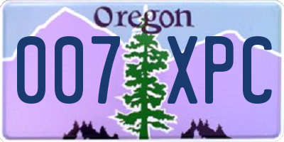 OR license plate 007XPC