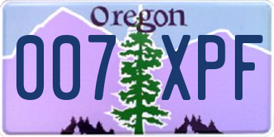 OR license plate 007XPF