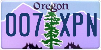 OR license plate 007XPN