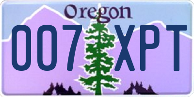 OR license plate 007XPT
