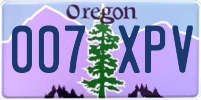 OR license plate 007XPV