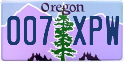 OR license plate 007XPW