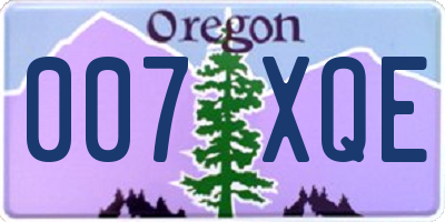 OR license plate 007XQE