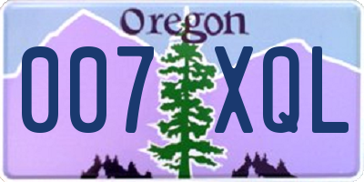 OR license plate 007XQL