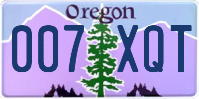 OR license plate 007XQT