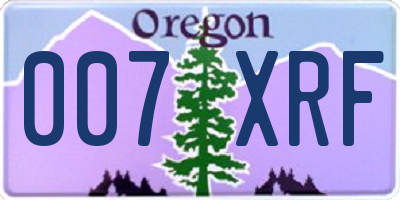 OR license plate 007XRF