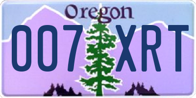 OR license plate 007XRT