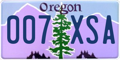 OR license plate 007XSA