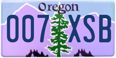 OR license plate 007XSB