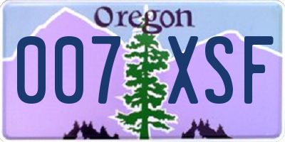 OR license plate 007XSF