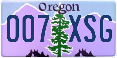 OR license plate 007XSG