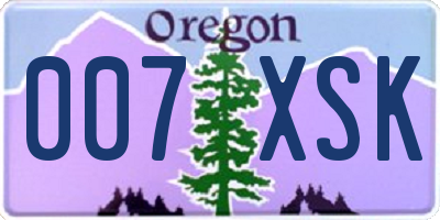 OR license plate 007XSK