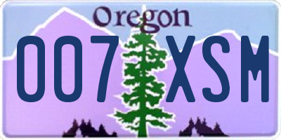 OR license plate 007XSM