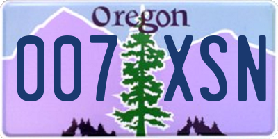 OR license plate 007XSN