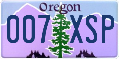 OR license plate 007XSP
