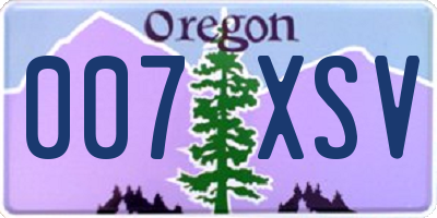 OR license plate 007XSV