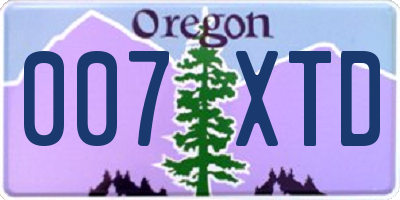 OR license plate 007XTD