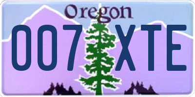 OR license plate 007XTE